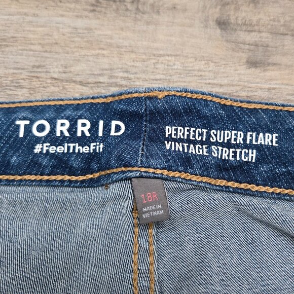 Torrid Perfect Super Flare Vintage Stretch Jeans Retro 70s Wide Ankle 18R - Picture 4 of 7